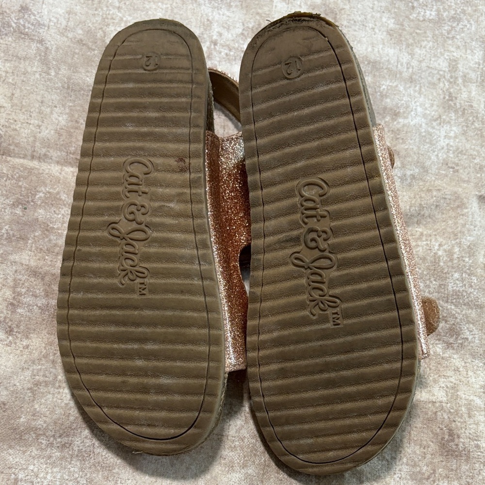 Cat & Jack Sparkly Tan Sandals - Picture 2 of 4